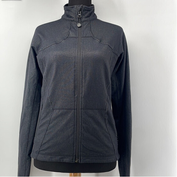 Lululemon jacket zip front denim slub black gym workout sz 6 - Picture 8 of 12